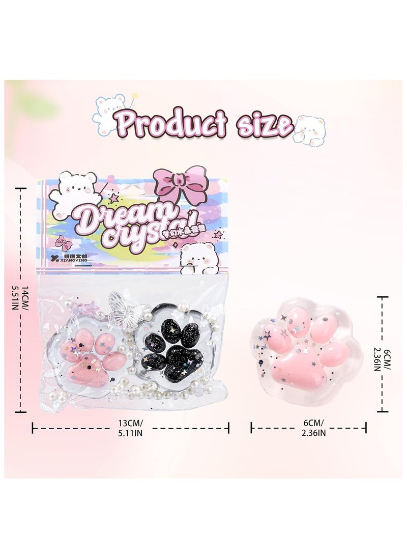 Whimsy 2 Pcs Cat Paw Squishies Squeeze Toys,Taba Squishy Cat Paw Soft Stress Relief Sensory Toys Novelty Fidget Toys, Kids Clear Squishy for Adults Teenage  Party gifts,Super Soft Squeeze Fidget Toys  for All ages (Black & Pink Cat Paw)  - Image 3