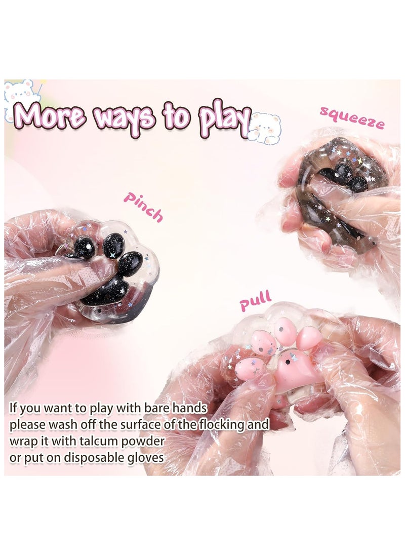 Whimsy 2 Pcs Cat Paw Squishies Squeeze Toys,Taba Squishy Cat Paw Soft Stress Relief Sensory Toys Novelty Fidget Toys, Kids Clear Squishy for Adults Teenage  Party gifts,Super Soft Squeeze Fidget Toys  for All ages (Black & Pink Cat Paw)  - Image 4