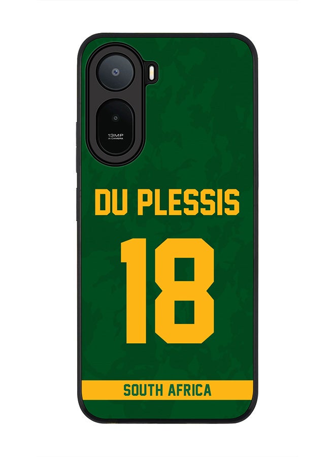 Stylizedd Rugged Case for Xiaomi Redmi A7 Pro 4G / Poco C81 / Poco C81 Pro / Poco C85x 5G- Slim Fit Hybrid Rubber Cover South Africa Faf du Plessis, Jersey No 18