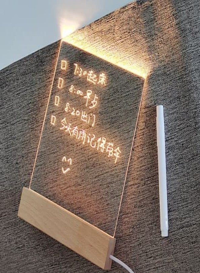 Ostin LED Lights Display Base,Wooden Lighted USB LED Light Base Stand Desktop Display Base with with White Pen and DIY Erasar 3 Way Dimmeble Board for DIY Acrylic Plate - Image 1