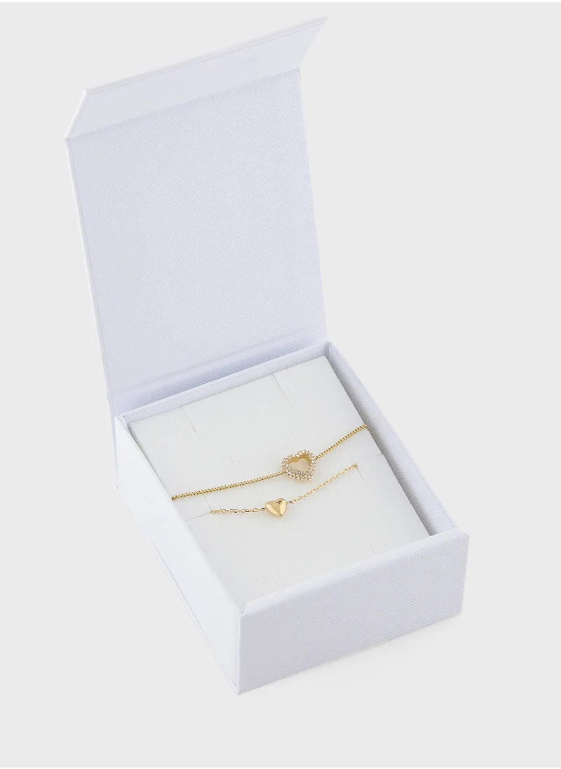 GUESS Jubb05027Jwygs 13Mm Two Hearts Double Bracelet
