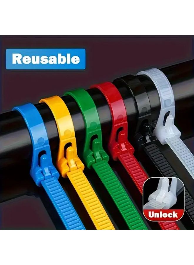 100 Pcs Blue Self Locking Reusable Nylon Ties Ribbed Design for Strength and Flexibility Secure Locking Structure for Non Loose Fastening Indoor Cable Organization Outdoor Item Bonding Durable Long Term Use - Image 3