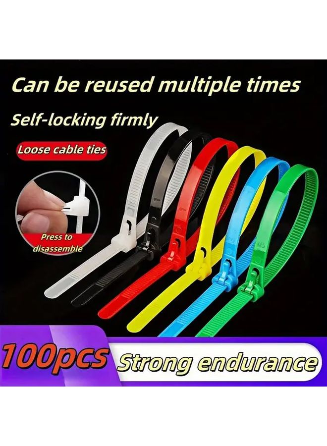 100 Pcs Blue Self Locking Reusable Nylon Ties Ribbed Design for Strength and Flexibility Secure Locking Structure for Non Loose Fastening Indoor Cable Organization Outdoor Item Bonding Durable Long Term Use - Image 2