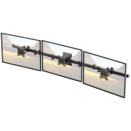 Putilsen Mount Triple Monitor Wall-Mount for 17"-32" Screens - Adjustable Heavy Duty Three Wall Monitor Mount with Cable Management, Space-saving,Tilt, Swivel, Rotation, VESA 75/100 mm, Max 15.4lbs per Screen, Black - Image 1