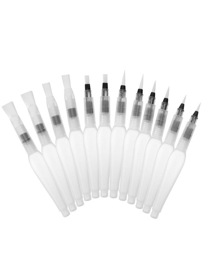 Prasacco Prasacco 12 Pieces Watercolor Brush Pens, Water Brush Pens for Watercolor Refillable Paint Pen Water Soluble Colored Pencil Soft Watercolor Brush Pen for Beginner Painting Drawing Art Supplies(White)  - Image 1