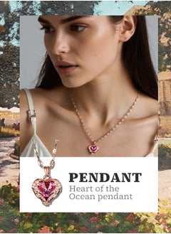 Generic Heart-Stirring Ocean: Pink Ocean Pendant Necklace - Zinc Alloy Non-Fading Collarbone Chain | Romantic Valentine's Gift  - Image 2
