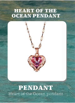 Generic Heart-Stirring Ocean: Pink Ocean Pendant Necklace - Zinc Alloy Non-Fading Collarbone Chain | Romantic Valentine's Gift  - Image 1