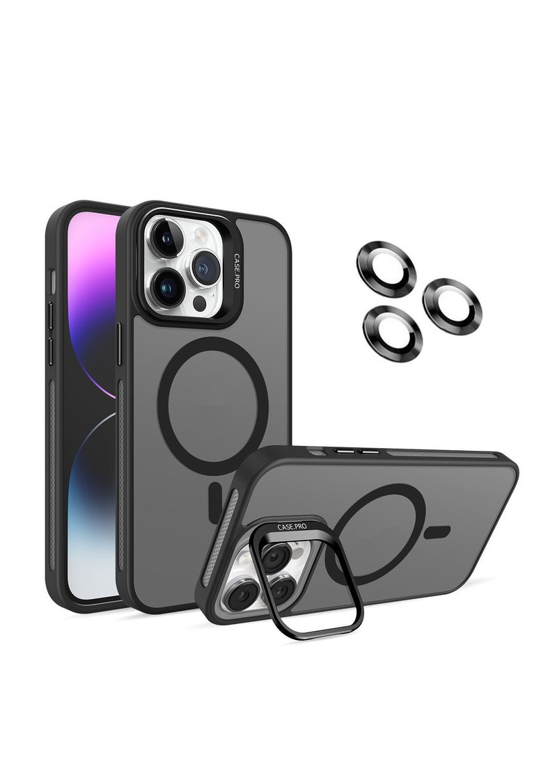 TPU Shockproof Phone Case For iPhone 16 PRO（6.3in）Magnetic Phone Cover With Lens Protector, Lens Kickstand