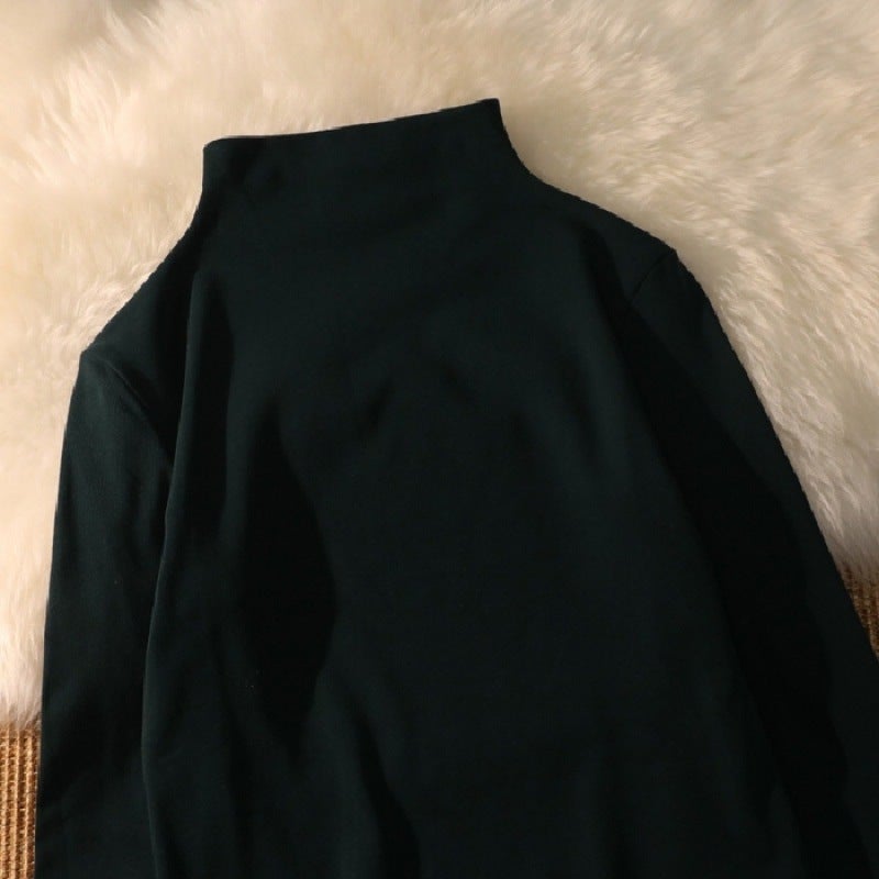 Double-Sided Velvet Turtleneck Womens Top Autumn 2024 Brown - Image 5