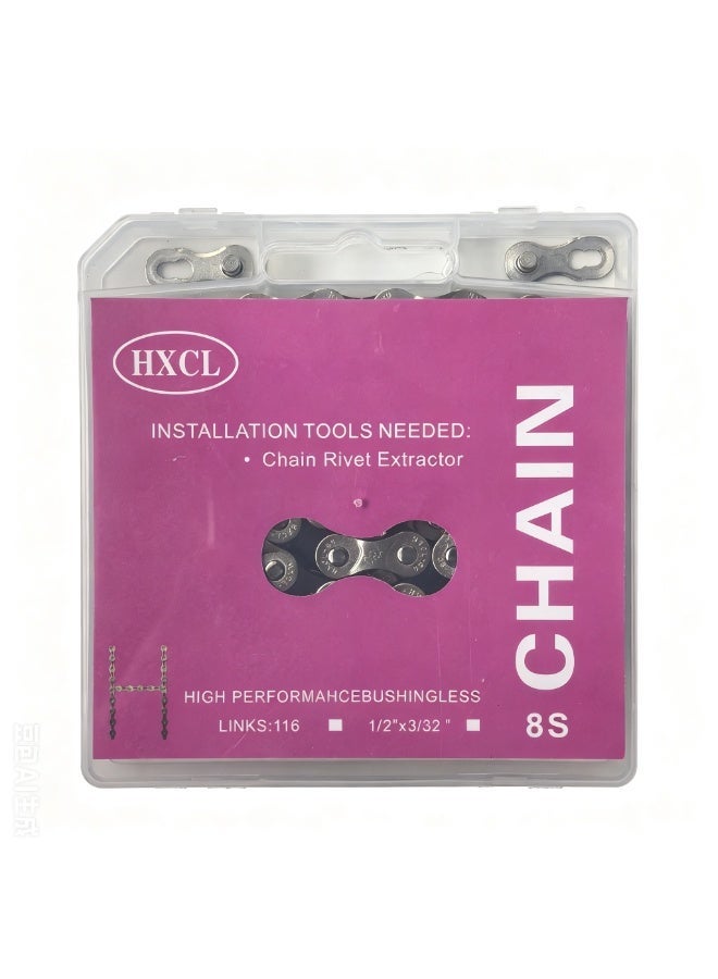 6/7/8/9/10/11/12 speed bicycle chain set, bicycle chain, with hook bicycle buckle, reusable (single speed chain) - Image 2