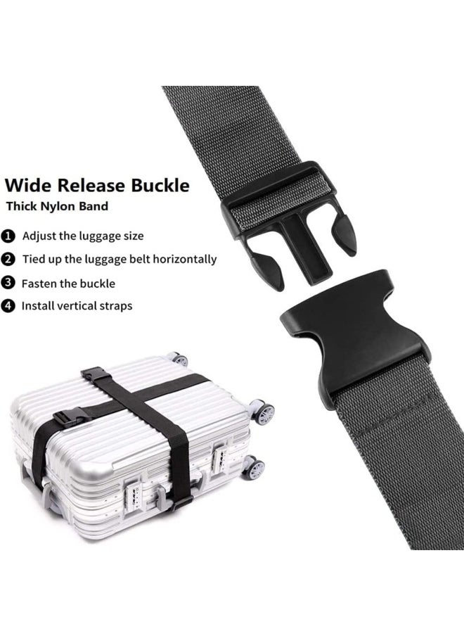Premify 3 Pieces Luggage Straps | Heavy Duty Suitcase Cross Luggage Strap With Buckle | Wide Adjustable Packing Belt For Travel Accessories Bags | Red, Green & Black  - Image 3