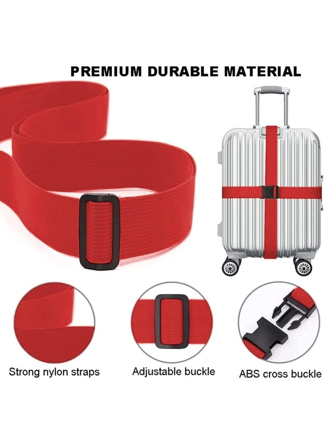 Premify 3 Pieces Luggage Straps | Heavy Duty Suitcase Cross Luggage Strap With Buckle | Wide Adjustable Packing Belt For Travel Accessories Bags | Red, Green & Black  - Image 2