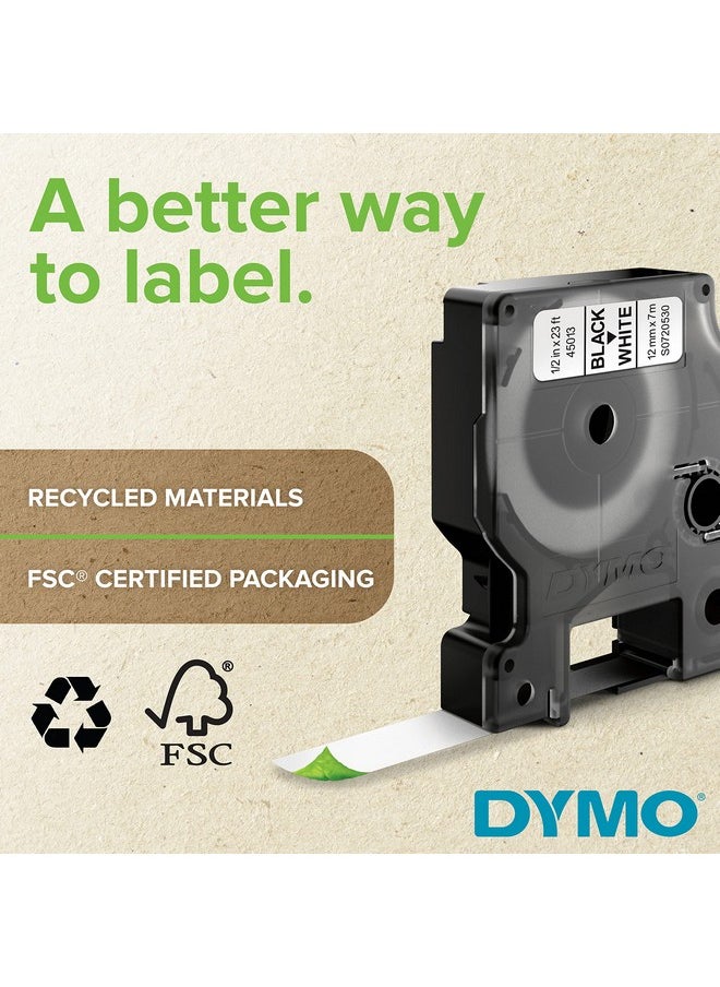 Dymo - Rhino Industrial Permanent Polyester Labels, 1/2", Black Print On White Tape - Image 1