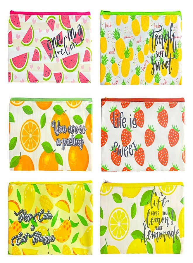 Jiada Fruit Theme Pencil Pouches | Pack of 6 | Birthday Return Gifts for Kids - Image 1
