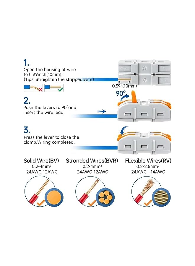 The Bros موصل كهربائي طرفي، 34 قطعة موصلات سلك رافعة، موصلات كهربائية SPL-1، موصل سلك مدمج، كتل طرفية مقاومة للاشتعال للدائرة المتصلة 28-12 AWG - Image 5