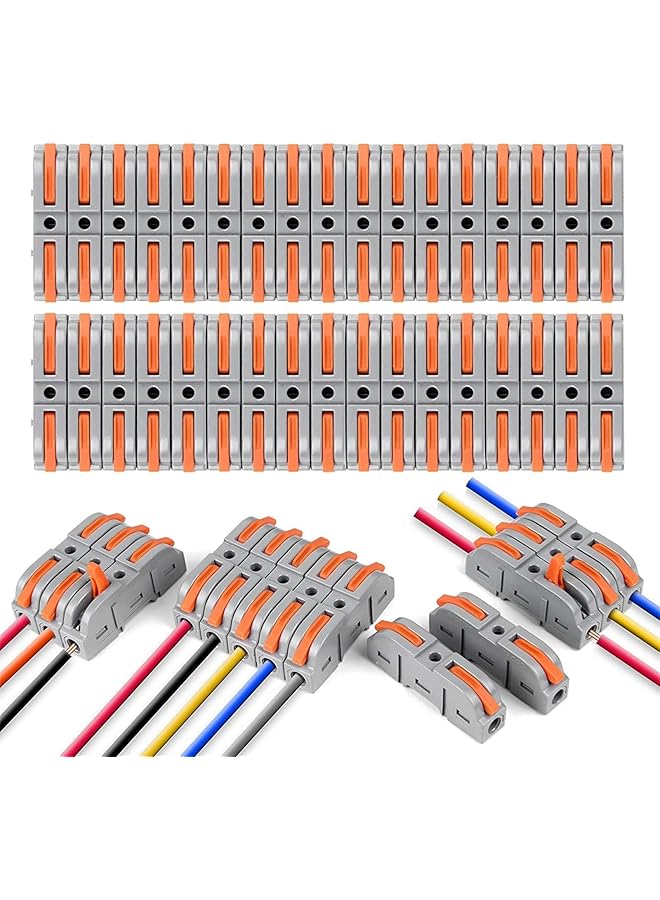 The Bros موصل كهربائي طرفي، 34 قطعة موصلات سلك رافعة، موصلات كهربائية SPL-1، موصل سلك مدمج، كتل طرفية مقاومة للاشتعال للدائرة المتصلة 28-12 AWG - Image 1
