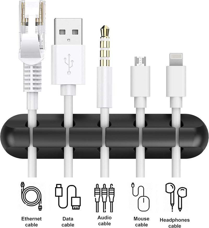 INCHOR Cable Clips, Cable Organizer Cord Holder for Desk, Charging Cable Holder Cord Clips, Nightstand Cord Organizer Cable Management Wire Clip (7, 5, 3 Slots) - Image 3