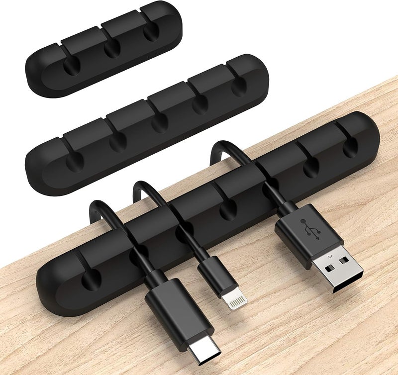 INCHOR Cable Clips, Cable Organizer Cord Holder for Desk, Charging Cable Holder Cord Clips, Nightstand Cord Organizer Cable Management Wire Clip (7, 5, 3 Slots) - Image 1