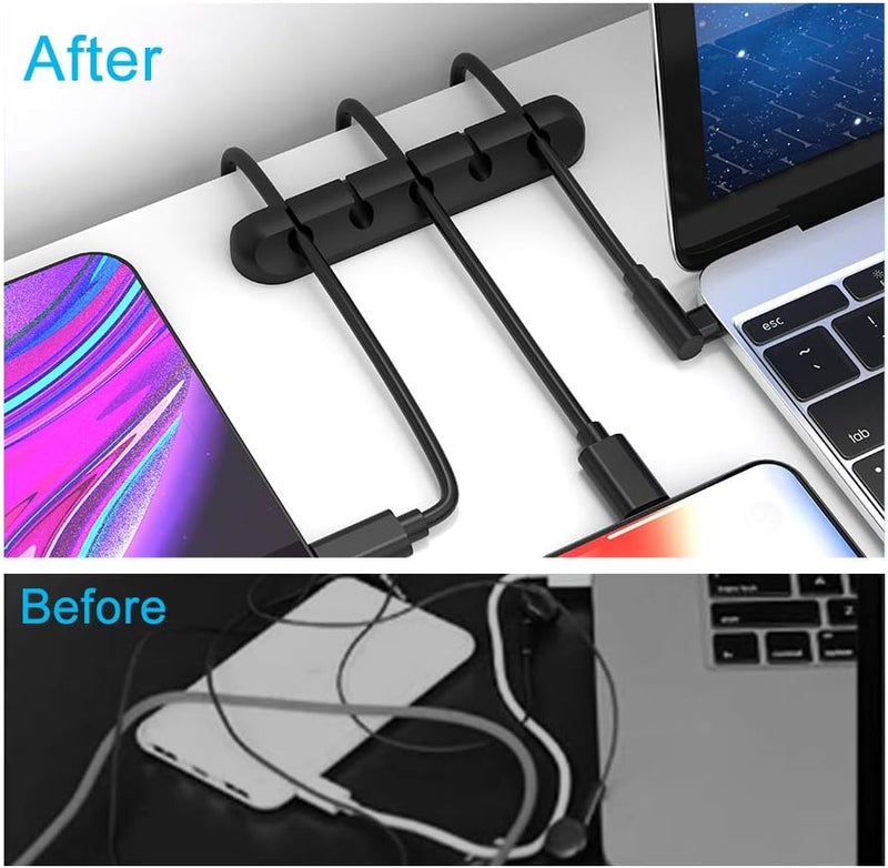 INCHOR Cable Clips, Cable Organizer Cord Holder for Desk, Charging Cable Holder Cord Clips, Nightstand Cord Organizer Cable Management Wire Clip (7, 5, 3 Slots) - Image 2