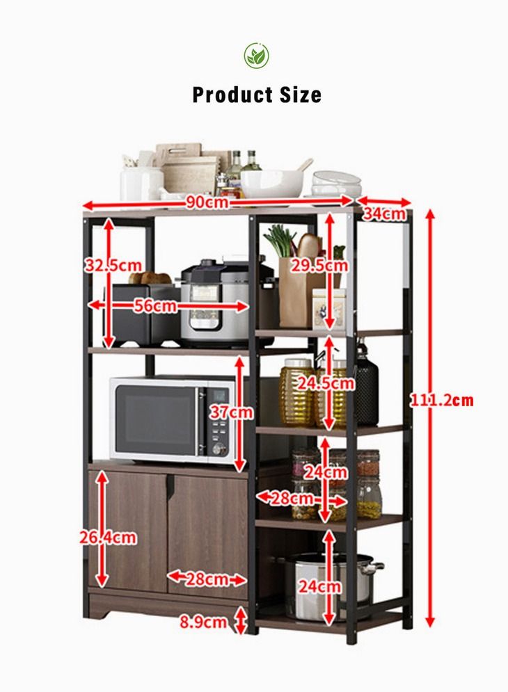 ZUIHAO Spice Holder, Microwave Oven Stand Kitchen Rack with Storage Cabinet, Multi Function for Utensils Vegetable Fruit - Image 5
