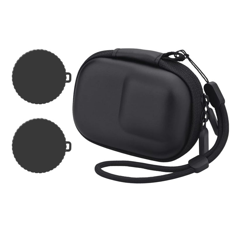 Flavizo Protective Carrying Case for Action 5 Pro/4/3, Waterproof PU Leather Hard Shell Travel Bag with Plush Lining, Compact Storage Box with 2 Lens Caps, Black 10×7×4.5cm - Image 1