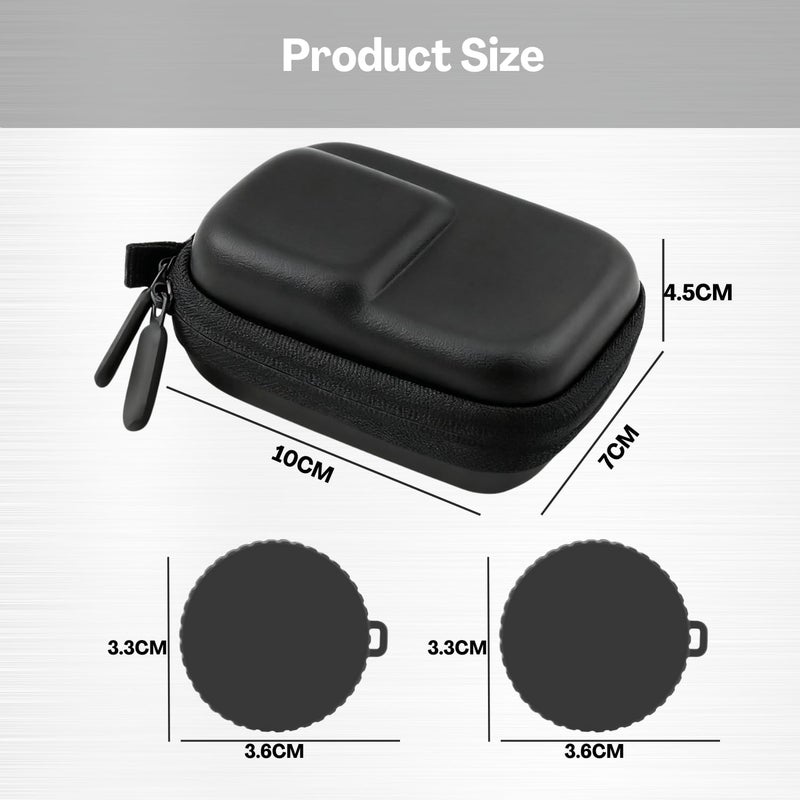 Flavizo Protective Carrying Case for Action 5 Pro/4/3, Waterproof PU Leather Hard Shell Travel Bag with Plush Lining, Compact Storage Box with 2 Lens Caps, Black 10×7×4.5cm - Image 2
