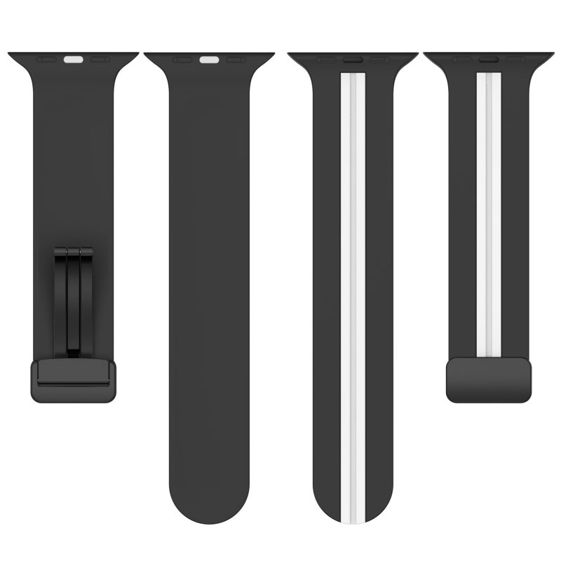 Magnetic Clasp Two-Color Silicone Watch Band For Apple Watch Series 9&8&7 41mm / SE 3&SE 2&6&SE&5&4 40mm / 3&2&1 38mm(White+Red)