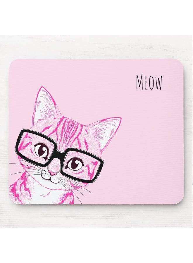 Cat Art Pink Mouse Pad