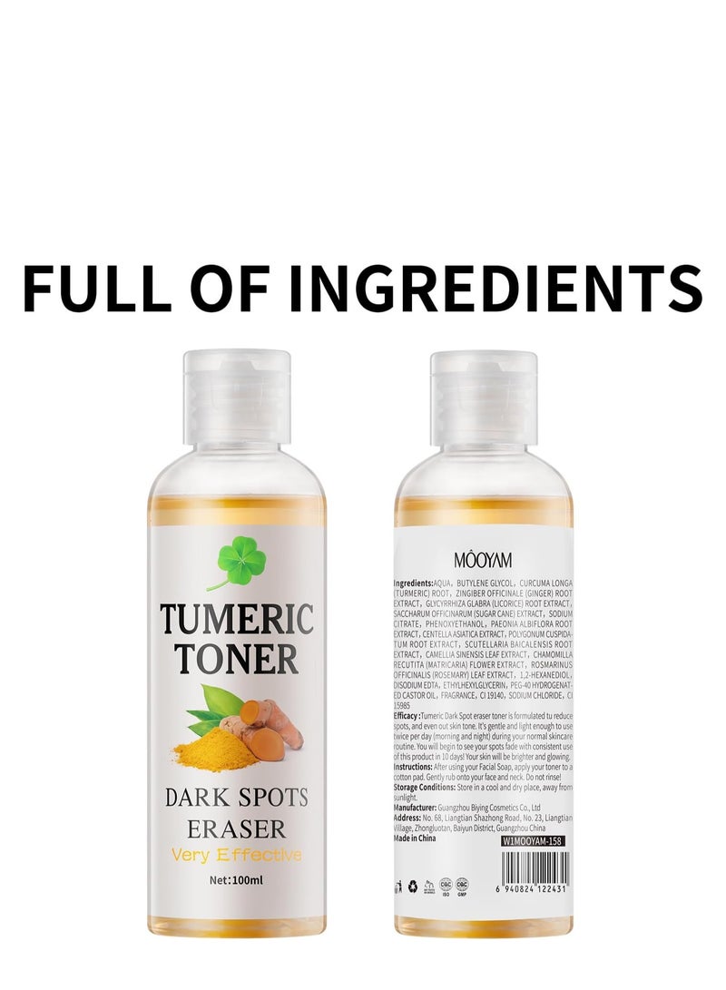 Turmeric Dark Spot Correcting Toner 100ml for Face Brightening Treatment Reduces Hyperpigmentation and Acne Blemishes Hydrates and Improves Skin Tone for All Skin Types
