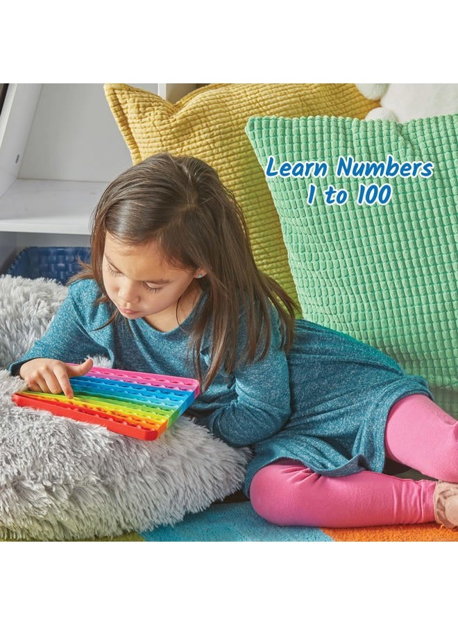 hand2mind Learning Resources Hundred Board Sensory Bubble Popper, Pop for Counting, Push Pop Fidget Toys, Multiplication Practise, Fine Motor Skills Toys, Focus Tools for Kids, Quiet Fidgets for Classroom - Image 2