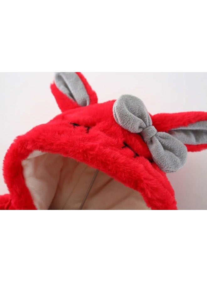 Urtrend Baby Girl's Toddler Kids Fall Winter Coat Jacket Outerwear Ears Hood Hoodie, Red4, 2 Years - Image 2