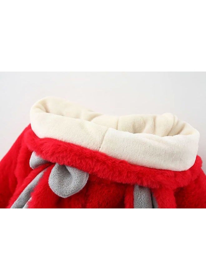 Urtrend Baby Girl's Toddler Kids Fall Winter Coat Jacket Outerwear Ears Hood Hoodie, Red4, 2 Years - Image 5