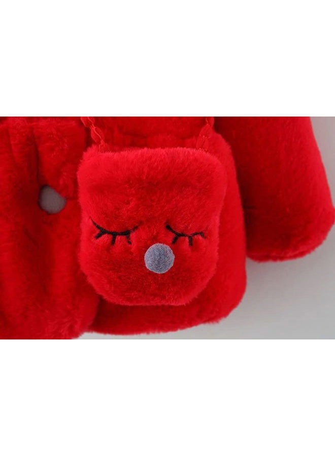 Urtrend Baby Girl's Toddler Kids Fall Winter Coat Jacket Outerwear Ears Hood Hoodie, Red4, 2 Years - Image 4