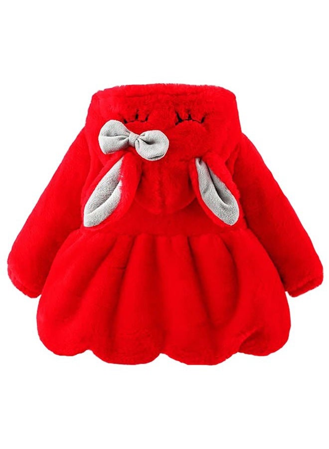 Urtrend Baby Girl's Toddler Kids Fall Winter Coat Jacket Outerwear Ears Hood Hoodie, Red4, 2 Years - Image 3
