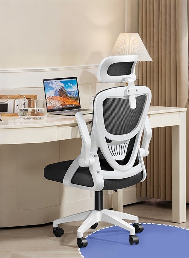 OHAHO Ergonomic Mesh Office Chair, High Back Desk Chair with Adjustable Headrest, Lumbar Support, Flip-Up Armrests, 360° Swivel Rolling Base & Height Adjustment for Home Office, Study and Gaming - Image 4