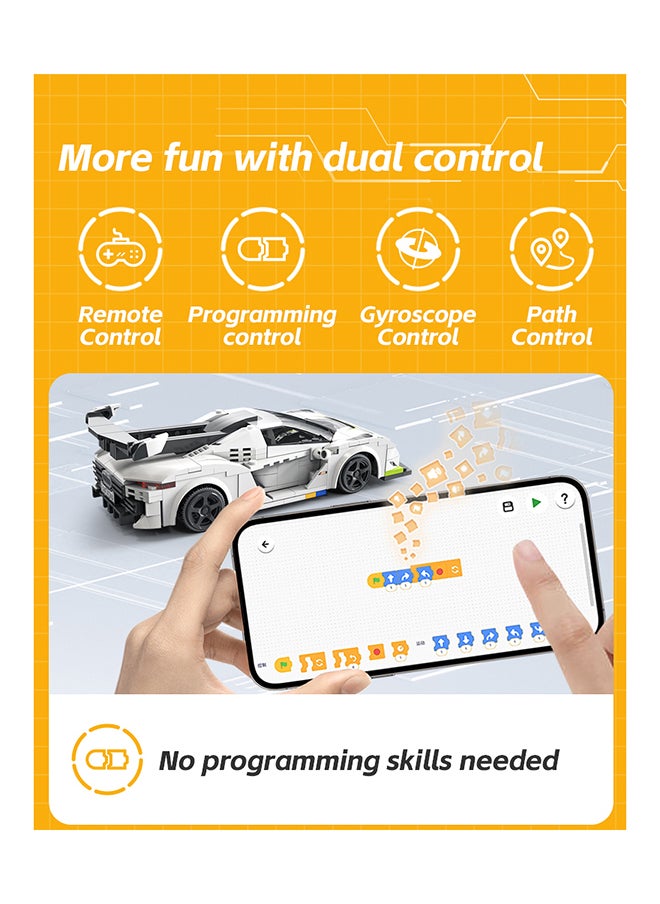 CaDA CaDA Remote Control Car Toy Building Blocks Fantasma Race Car (Dual Control) C51083W  - Image 3