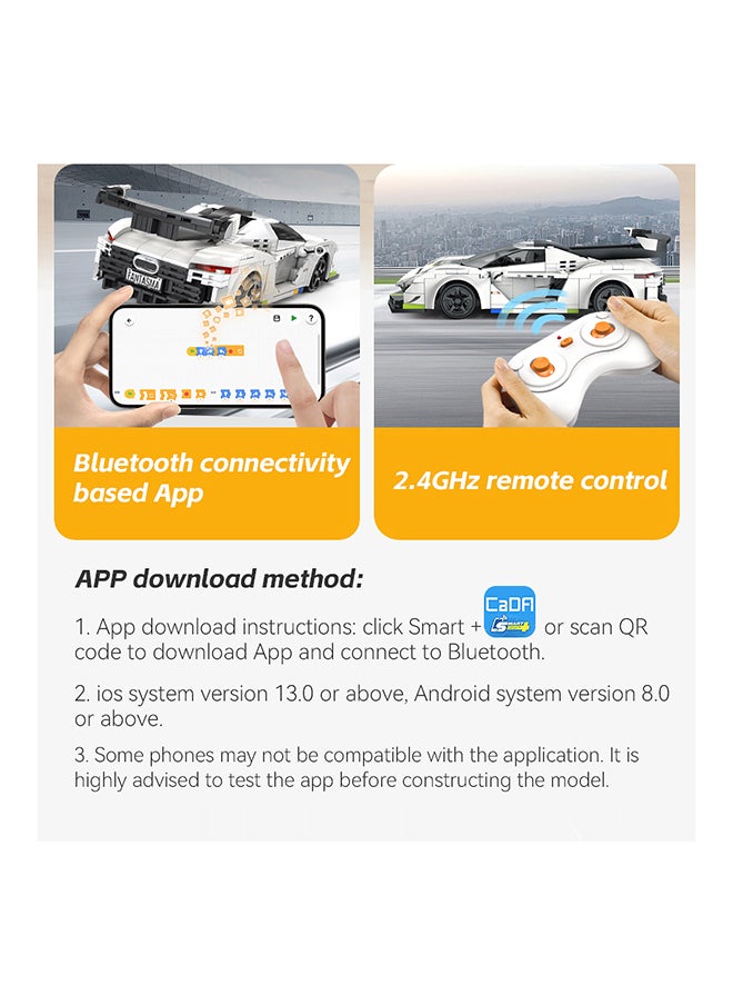 CaDA CaDA Remote Control Car Toy Building Blocks Fantasma Race Car (Dual Control) C51083W  - Image 4