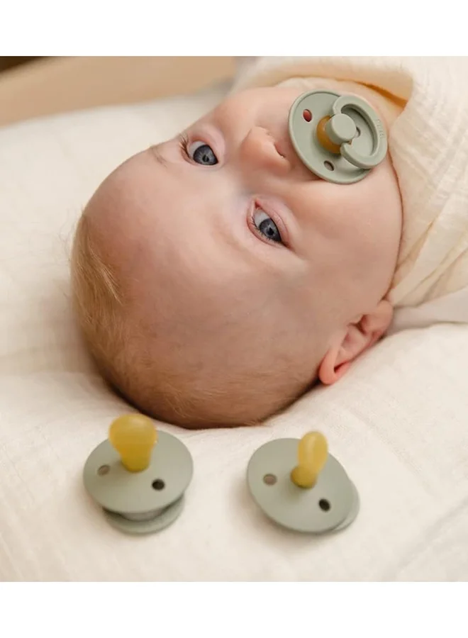 BIBS Pacifier Colour 2 Pack Latex Size 2, Taupe Scuba, Round Nipple