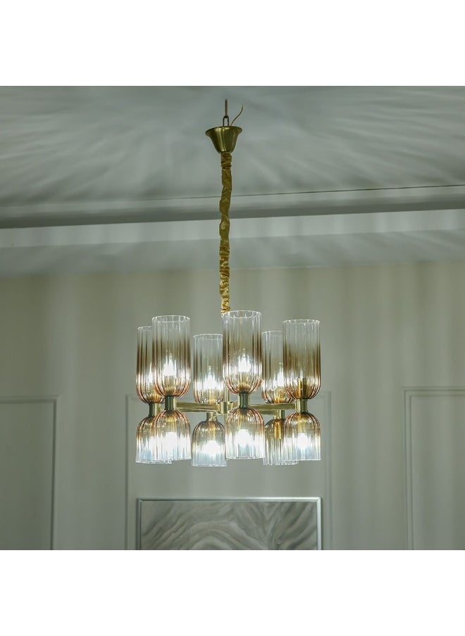 DANUBE HOME Danube Home Turin Modern Chandelier For Bedroom| 12-Lights Indoor Lighting Fixture With E14 Socket| Metallic Frame| Hanging Lights|Ceiling Lights| Pandent Lights| L60xW60xH42cm (1 Year Warranty)  - Image 4