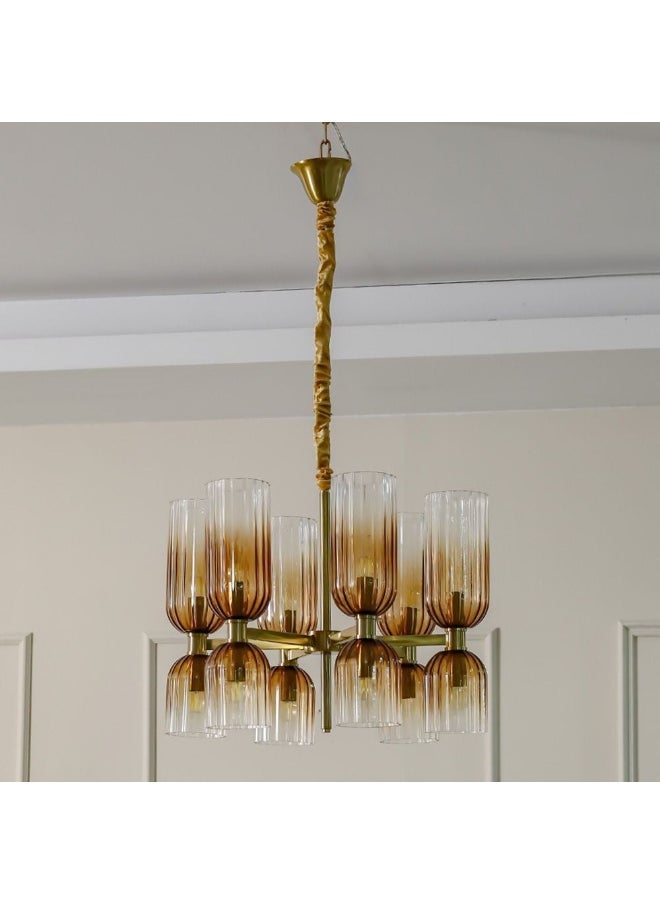 DANUBE HOME Danube Home Turin Modern Chandelier For Bedroom| 12-Lights Indoor Lighting Fixture With E14 Socket| Metallic Frame| Hanging Lights|Ceiling Lights| Pandent Lights| L60xW60xH42cm (1 Year Warranty)  - Image 1