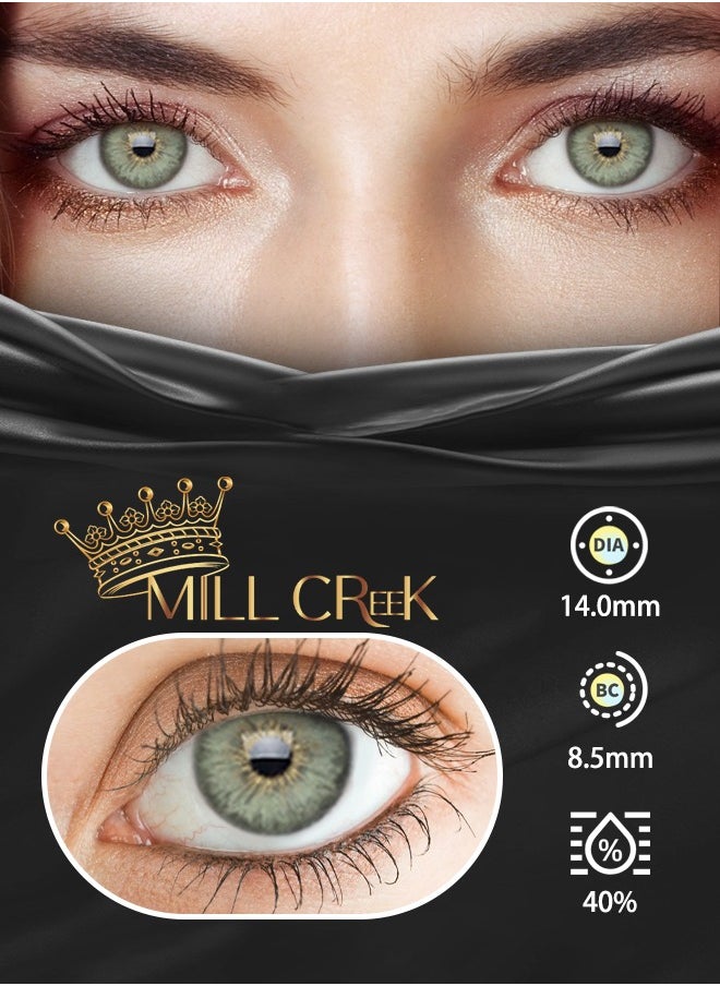 Mill Creek Mill creek color contact lenses 14.5MM hydrogel lenses can be used for 6 months 1 pair of 2 green glasses  - Image 1