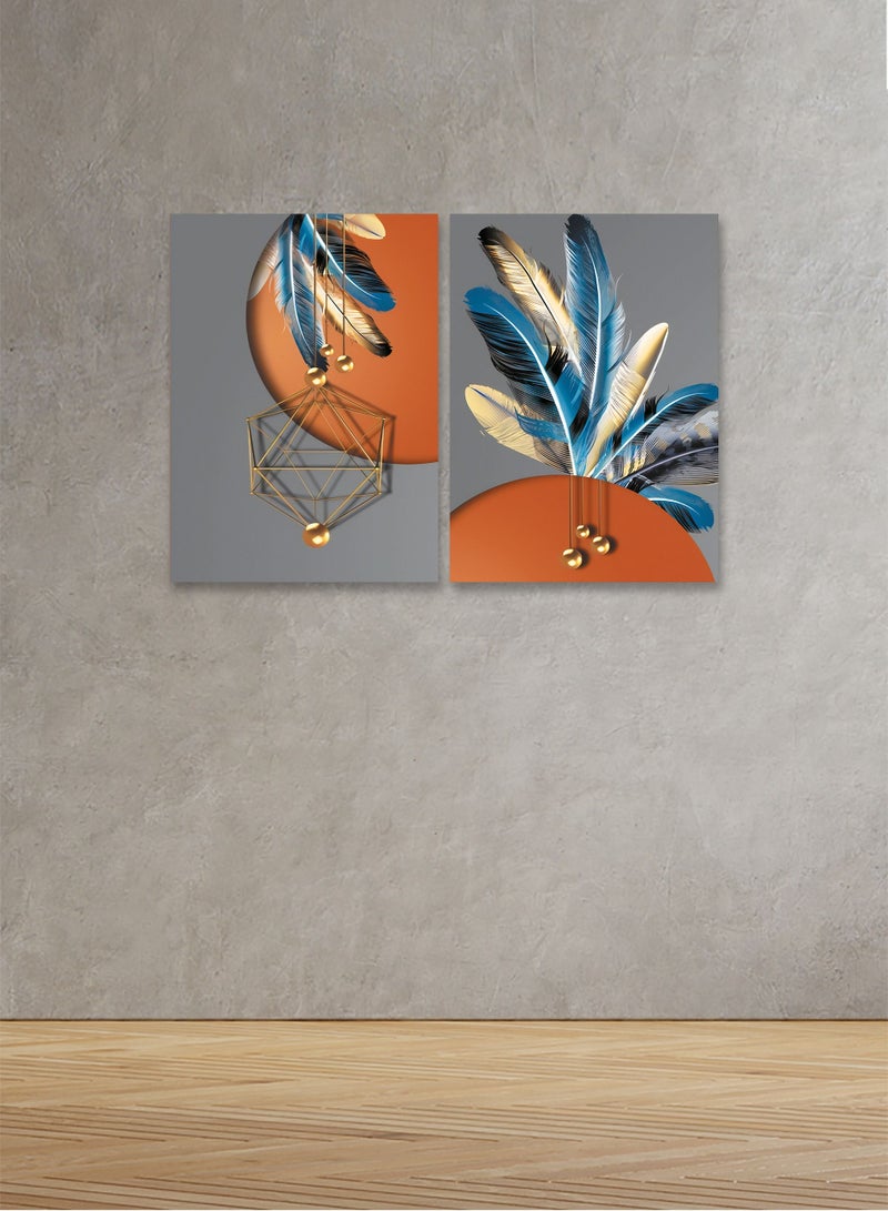 ماركتنا لوحة جدارية فنية لتزين الحائط  بتصميم عصري, قطعتين ,القياس:80x60سم - Image 1