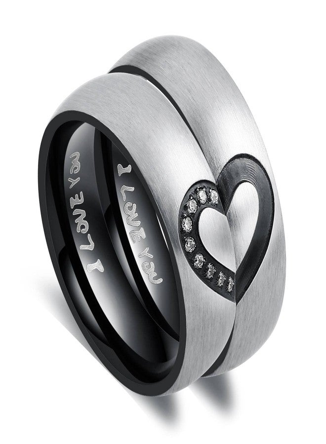 ANAZOZ Promise Rings for Girlfriend, Stainless Steel Rings for Women I Love You Engraved Zirconia Women Rings Size 5 - Image 1
