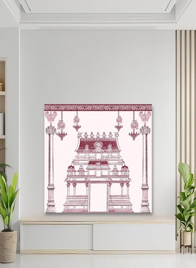 ULÉ UL Retro Temple Backdrop (4Ft-4Ft) Traditional Cloth for Pooja, Mandap, Satyanarayan Vratam & Home Temple Decoration Talambralu - Image 1