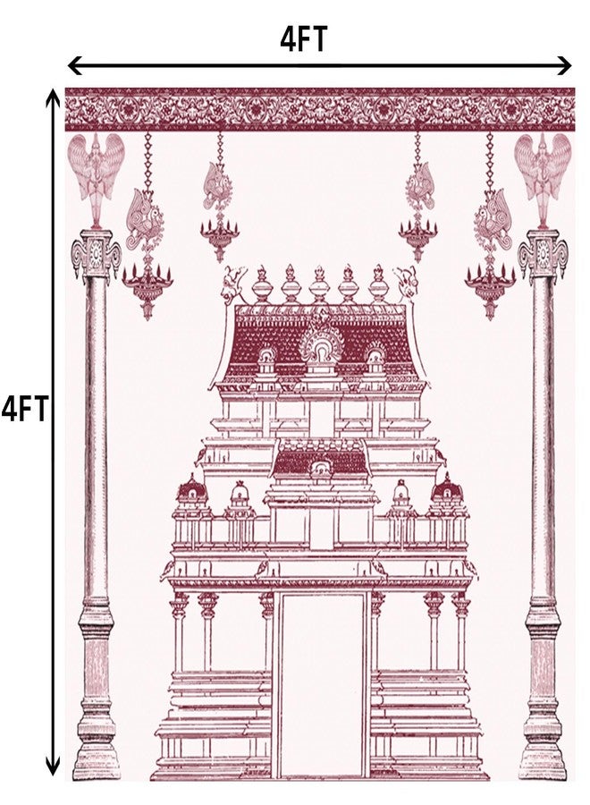 ULÉ UL Retro Temple Backdrop (4Ft-4Ft) Traditional Cloth for Pooja, Mandap, Satyanarayan Vratam & Home Temple Decoration Talambralu - Image 2
