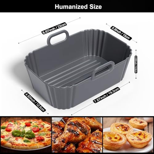 PINTAUR Silicone Air Fryer Liners 2 Pack, Reusable Compatible for Ninja Foodi DZ201, DZ401, DZ550, COSORI, Chefman, Instant, and 6-in-1 8-10QT Baskets - Image 2