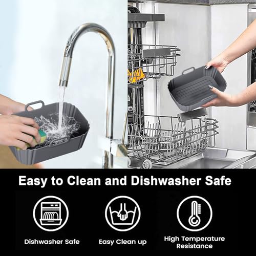 PINTAUR Silicone Air Fryer Liners 2 Pack, Reusable Compatible for Ninja Foodi DZ201, DZ401, DZ550, COSORI, Chefman, Instant, and 6-in-1 8-10QT Baskets - Image 5