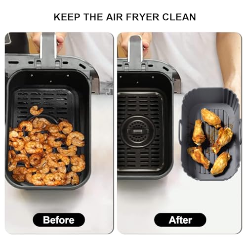 PINTAUR Silicone Air Fryer Liners 2 Pack, Reusable Compatible for Ninja Foodi DZ201, DZ401, DZ550, COSORI, Chefman, Instant, and 6-in-1 8-10QT Baskets - Image 4