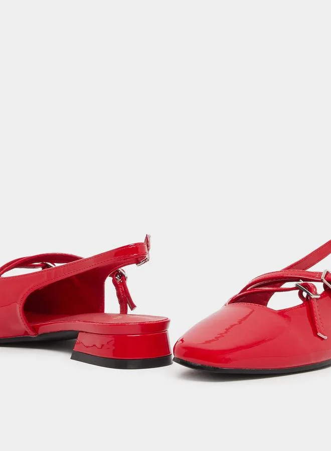 Styli Styli Plain Buckle Strap Singback Flat Shoes