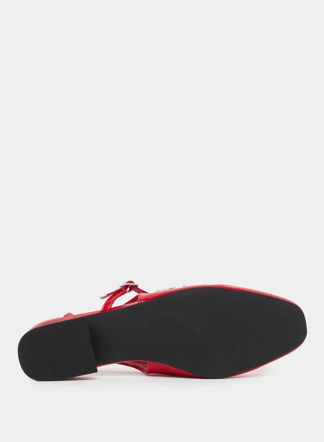 Styli Styli Plain Buckle Strap Singback Flat Shoes